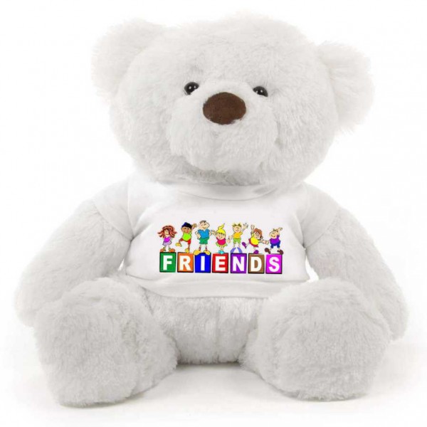 White 2 feet Fur Face Big Teddy Bear wearing a FRIENDS T-shirt